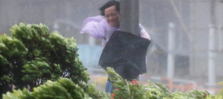 Macau Casino Workers Protest During Typhoon Hato