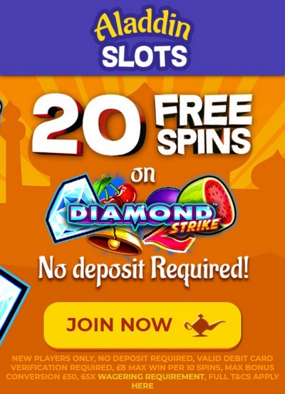 Aladdin Slots Casino | 20 Free Spins No Deposit