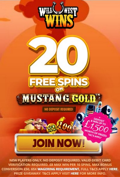 20 Free Spins No Deposit Bonus at Wild West Wins Casino