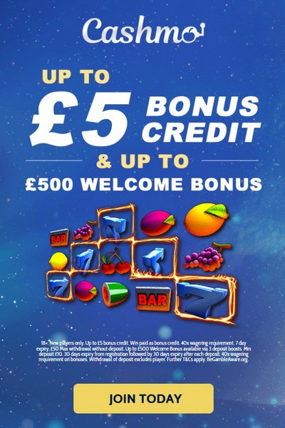 Up to £5 No Deposit Bonus for new players Cashmo Casino