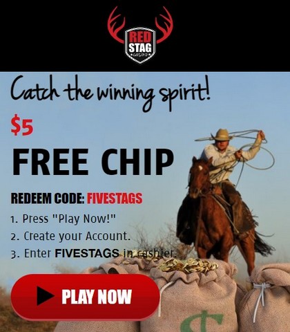 Free chip 5$ bonus in Red Stag casino