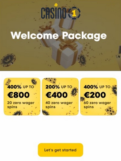 €800 Welcome Bonus from Casino1