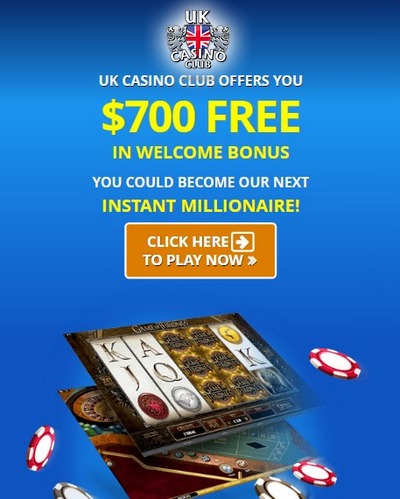 Welcome Bonus $700 from UK Casino Club