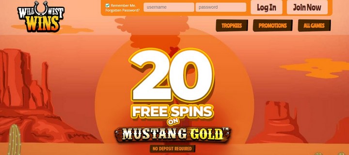 Wild West Wins Casino with 20 Free Spins No Deposit